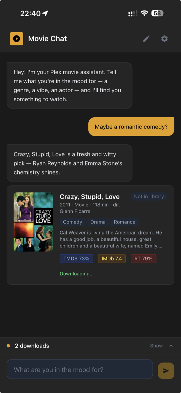 Downloading a movie with progress tracking